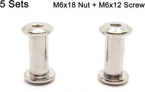 Screw Post Fit for 5/16 inch(8mm) Hole Dia, Male M6x25mm Female 18mm Hex Drive Binding Bolts for Leather Wood Furniture, Stainless Steel Silver 5 Sets in Saudi Arabia