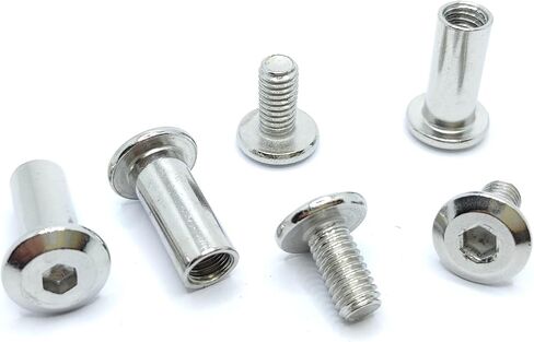 Screw Post Fit for 5/16 inch(8mm) Hole Dia, Male M6x25mm Female 18mm Hex Drive Binding Bolts for Leather Wood Furniture, Stainless Steel Silver 5 Sets in Saudi Arabia