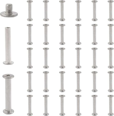 Stainless Steel Phillips Screws, 30 Sets 5mm X 20mm Chicago Binding Screws Round Cross Head Stud Screw Posts Nail Rivet Chicago Button, Silver Tone in Saudi Arabia