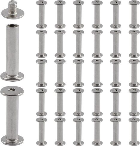 Stainless Steel Phillips Screws, 30 Sets 5mm X 20mm Chicago Binding Screws Round Cross Head Stud Screw Posts Nail Rivet Chicago Button, Silver Tone in Saudi Arabia