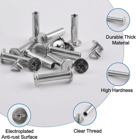 Stainless Steel Phillips Screws, 30 Sets 5mm X 20mm Chicago Binding Screws Round Cross Head Stud Screw Posts Nail Rivet Chicago Button, Silver Tone in Saudi Arabia
