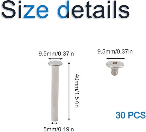 Stainless Steel Phillips Screws, 30 Sets 5mm X 20mm Chicago Binding Screws Round Cross Head Stud Screw Posts Nail Rivet Chicago Button, Silver Tone in Saudi Arabia