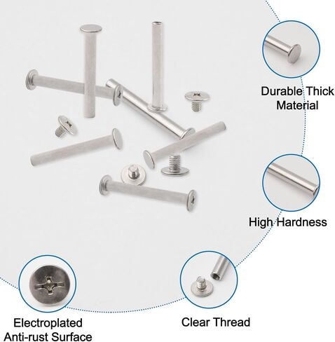 Stainless Steel Phillips Screws, 30 Sets 5mm X 20mm Chicago Binding Screws Round Cross Head Stud Screw Posts Nail Rivet Chicago Button, Silver Tone in Saudi Arabia