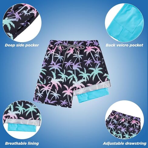 Patgoal Boys Swim Trunks with Compression Liner Boy Stretch Boxers Shorts 2 in 1 Beach Swimsuit Swimming Bathing Suit in Saudi Arabia