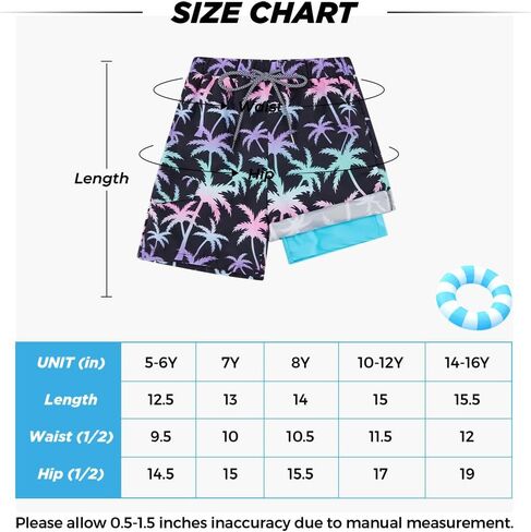Patgoal Boys Swim Trunks with Compression Liner Boy Stretch Boxers Shorts 2 in 1 Beach Swimsuit Swimming Bathing Suit in Saudi Arabia