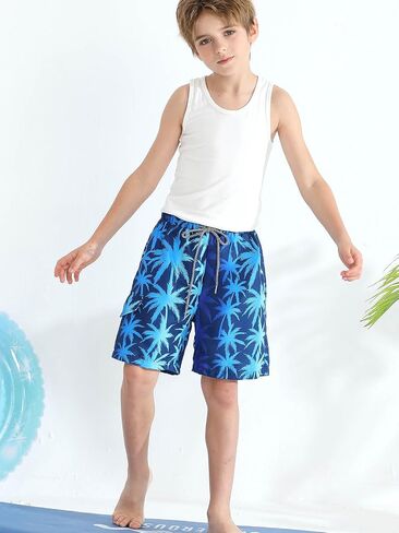 Patgoal Boys Swim Trunks with Compression Liner Boy Stretch Boxers Shorts 2 in 1 Beach Swimsuit Swimming Bathing Suit in Saudi Arabia