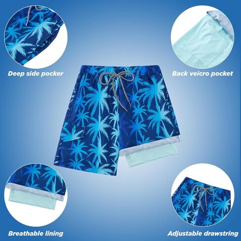 Patgoal Boys Swim Trunks with Compression Liner Boy Stretch Boxers Shorts 2 in 1 Beach Swimsuit Swimming Bathing Suit in Saudi Arabia