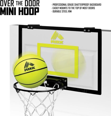 RBX Over The Door Mini Hoop: - 18"x12" Easy to Install Portable Basketball Hoop with Steel Rim, includes 5" Mini Basketball, Indoor Game Set for Children and Adults in Saudi Arabia