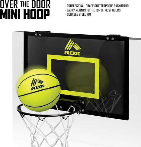 RBX Over The Door Mini Hoop: - 18"x12" Easy to Install Portable Basketball Hoop with Steel Rim, includes 5" Mini Basketball, Indoor Game Set for Children and Adults in Saudi Arabia
