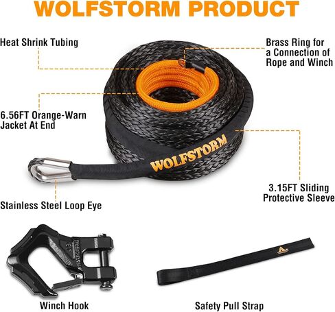 WOLFSTORM 15T/ 33000LB ونش خطف كتلة سحب بكرة كتل-35T/ 77000 LB أقصى قوة كسر، ملحق استرداد الطرق الوعرة للجرارات والشاحنات وATV وUTV (أسود) in Kuwait