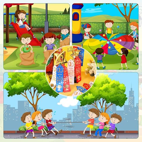 Amylove 150 Pcs Field Day Award Ribbons 1st, 2nd, 3rd First Place Prizes with Event and Rope Card First Place Ribbon Medal Ribbons for Competition, Sports Event, School, Contests, Blue Red White in Saudi Arabia