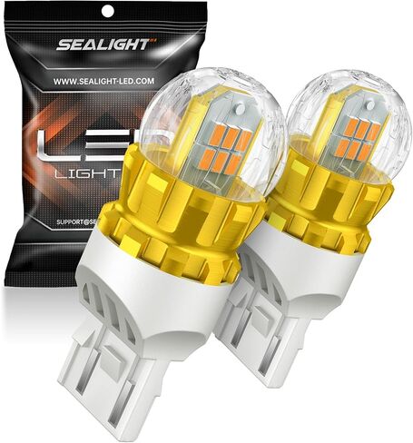 SEALIGHT 7440 7443 LED لمبة أضواء إشارة الانعطاف باللون الأصفر الكهرماني، 7441 7444 T20 992 W21W LED لمبة فائقة السطوع 360 درجة LED لمبات 3020SMD مع جهاز عرض عالي الدقة 3000 لومن لأضواء وقوف السيارات الخلفية، حزمة من 2 in Saudi Arabia