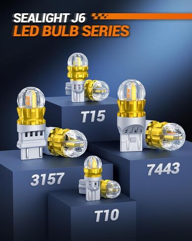 SEALIGHT 7440 7443 LED لمبة أضواء إشارة الانعطاف باللون الأصفر الكهرماني، 7441 7444 T20 992 W21W LED لمبة فائقة السطوع 360 درجة LED لمبات 3020SMD مع جهاز عرض عالي الدقة 3000 لومن لأضواء وقوف السيارات الخلفية، حزمة من 2 in Saudi Arabia