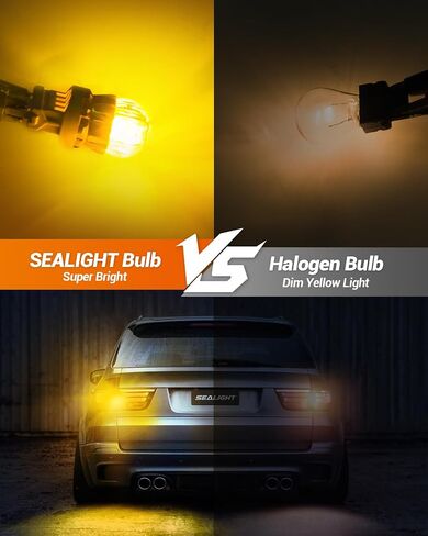 SEALIGHT 7440 7443 LED لمبة أضواء إشارة الانعطاف باللون الأصفر الكهرماني، 7441 7444 T20 992 W21W LED لمبة فائقة السطوع 360 درجة LED لمبات 3020SMD مع جهاز عرض عالي الدقة 3000 لومن لأضواء وقوف السيارات الخلفية، حزمة من 2 in Saudi Arabia
