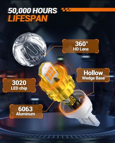 SEALIGHT 7440 7443 LED لمبة أضواء إشارة الانعطاف باللون الأصفر الكهرماني، 7441 7444 T20 992 W21W LED لمبة فائقة السطوع 360 درجة LED لمبات 3020SMD مع جهاز عرض عالي الدقة 3000 لومن لأضواء وقوف السيارات الخلفية، حزمة من 2 in Saudi Arabia