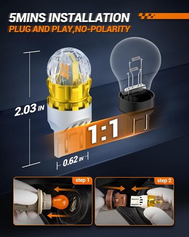 SEALIGHT 7440 7443 LED لمبة أضواء إشارة الانعطاف باللون الأصفر الكهرماني، 7441 7444 T20 992 W21W LED لمبة فائقة السطوع 360 درجة LED لمبات 3020SMD مع جهاز عرض عالي الدقة 3000 لومن لأضواء وقوف السيارات الخلفية، حزمة من 2 in Saudi Arabia