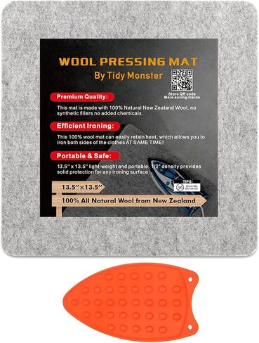 Wool Pressing Mat for Quilting, 100% Wool from New Zealand, Portable Felted Wool Ironing Mat Pad Blanket for Quilter, Sewing, Quilting Supplies and Notions 15''x12'' in Kuwait