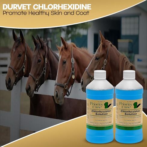 محلول الكلورهيكسيدين من شركة First Priority Care 2% - 16 أونصة سائلة - مطهر قوي لصحة بشرة الحيوانات الأليفة - متوفر بجودة ممتازة مع قفازات - عبوتان in Kuwait