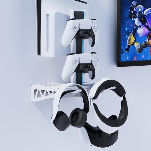 مجموعة أدوات تثبيت على الحائط، مروحة تبريد لمحطة الشحن لجهاز PS5 وPS5 Slim، وقرص Playstation 5 النحيف وملحقات الإصدار الرقمي، وقاعدة شحن لوحدة التحكم، ومروحة تبريد 3 مستويات، وحامل سماعة رأس، أبيض in Kuwait