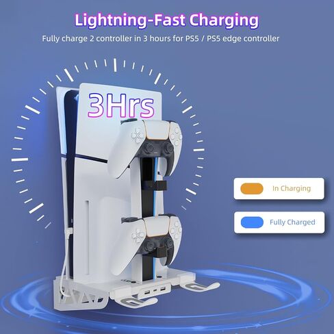 مجموعة أدوات تثبيت على الحائط، مروحة تبريد لمحطة الشحن لجهاز PS5 وPS5 Slim، وقرص Playstation 5 النحيف وملحقات الإصدار الرقمي، وقاعدة شحن لوحدة التحكم، ومروحة تبريد 3 مستويات، وحامل سماعة رأس، أبيض in Kuwait