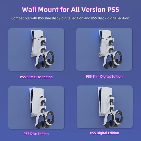 مجموعة أدوات تثبيت على الحائط، مروحة تبريد لمحطة الشحن لجهاز PS5 وPS5 Slim، وقرص Playstation 5 النحيف وملحقات الإصدار الرقمي، وقاعدة شحن لوحدة التحكم، ومروحة تبريد 3 مستويات، وحامل سماعة رأس، أبيض in Kuwait