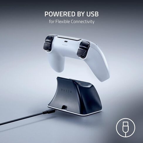 Razer Quick Charging Stand for PlayStation 5: - Curved Cradle Design - Matches PS5 DualSense Wireless Controller - One-Handed Navigation - USB Powered - Black (Controller Sold Separately) in Saudi Arabia