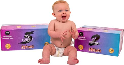 Overnight Baby Diapers, 12+ Hour Use, Size 1 (8-14 lbs), 80 Count, Disposable Baby Diapers, Night Time Skin Protection in Saudi Arabia