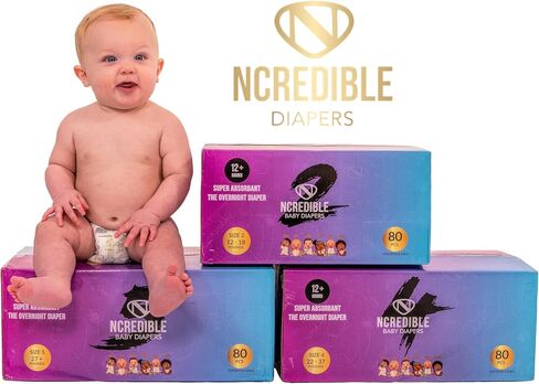 Overnight Baby Diapers, 12+ Hour Use, Size 1 (8-14 lbs), 80 Count, Disposable Baby Diapers, Night Time Skin Protection in Saudi Arabia