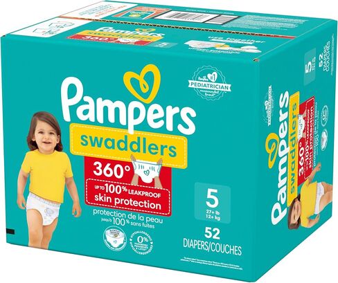 Pampers Diapers - Swaddlers 360° - Size 5, 116 Count, up to 100% Leakproof Comfy Dry Fit, Designed for Easy Changes, Pull On Baby Diaper (Packaging May Vary) in Saudi Arabia