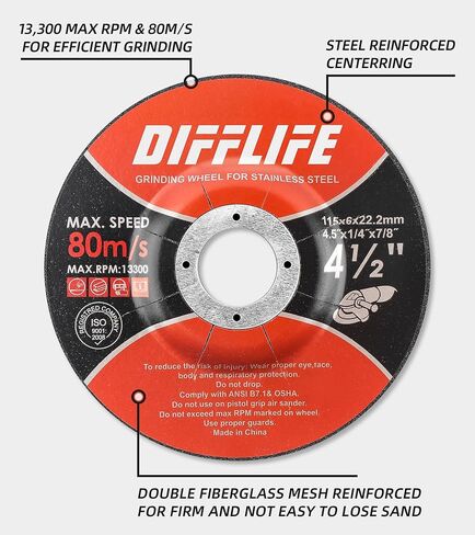عجلات الطحن 4-1/2 بوصة × 1/4 بوصة × 7/8 بوصة - (10 قطع) in Kuwait