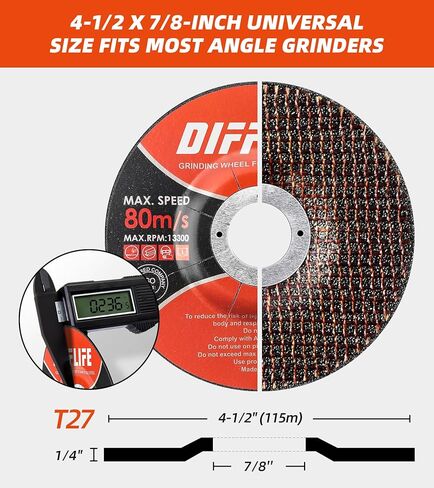 عجلات الطحن 4-1/2 بوصة × 1/4 بوصة × 7/8 بوصة - (10 قطع) in Kuwait