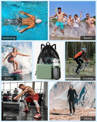 BROTOU Mesh Swim Bag Drawstring, Water Sports Backpack with Wet/Dry Pocket, Beach Backpack for Swimming, Surfing, Travel in Saudi Arabia