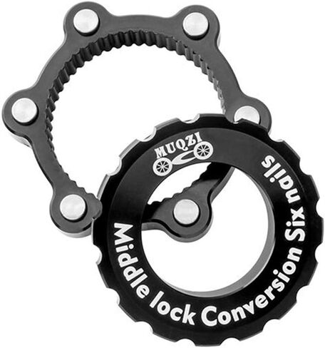 UXELY Bicycle Center Lock 6-Bolt Disc Brake Rotor Adapter, Middle Lock Disc Brake Conversion Seat for Mountain Bikes, Bike Hub Adapter, Centerlock Adaptor 6-Hole Including Lock Ring in Saudi Arabia