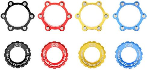 UXELY Bicycle Center Lock 6-Bolt Disc Brake Rotor Adapter, Middle Lock Disc Brake Conversion Seat for Mountain Bikes, Bike Hub Adapter, Centerlock Adaptor 6-Hole Including Lock Ring in Saudi Arabia