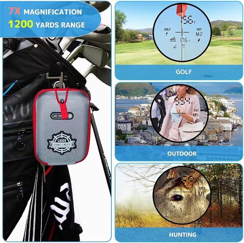 Golf Rangefinder with Slope, Golf Laser Rangefinder,1200 Yard Range Finder Golfing with Magnetic Holder, USB C Rechagreable, 7X Magnification, High-Precision Flag Lock Vibration, Fast Focus in Saudi Arabia