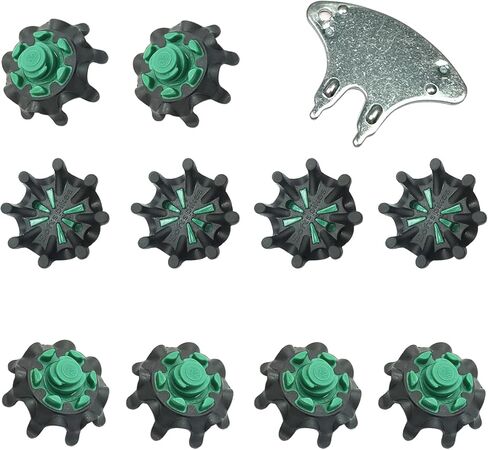 مسامير أحذية الجولف، 28 قطعة من مسامير أحذية الجولف الناعمة FJ مع قطعة واحدة من مرابط أحذية الجولف، مفتاح ربط مناسب للقدم Fast Lok Twist 3.0 System Joy (أسود وأخضر) LONGKUN in Kuwait