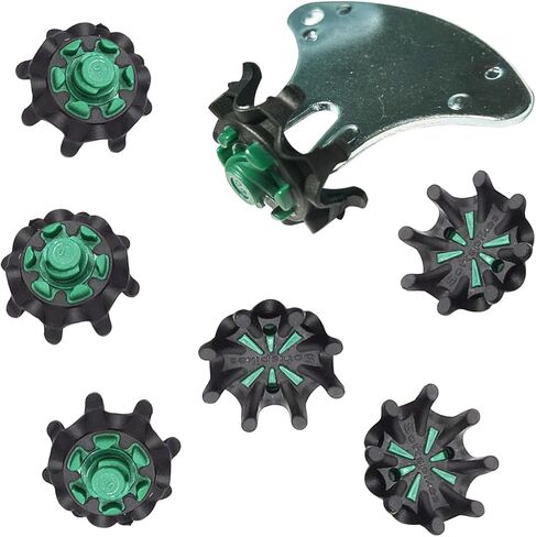 مسامير أحذية الجولف، 28 قطعة من مسامير أحذية الجولف الناعمة FJ مع قطعة واحدة من مرابط أحذية الجولف، مفتاح ربط مناسب للقدم Fast Lok Twist 3.0 System Joy (أسود وأخضر) LONGKUN in Kuwait