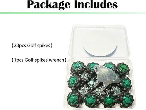 مسامير أحذية الجولف، 28 قطعة من مسامير أحذية الجولف الناعمة FJ مع قطعة واحدة من مرابط أحذية الجولف، مفتاح ربط مناسب للقدم Fast Lok Twist 3.0 System Joy (أسود وأخضر) LONGKUN in Kuwait