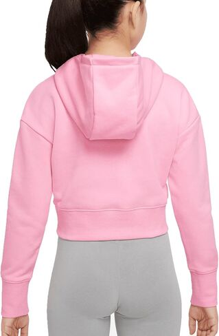Nike Girls Hoodie, Sportswear Club Big Kids' (Girls') French Terry Cropped Hoodie - Pink (as1, alpha, l, regular) in Saudi Arabia