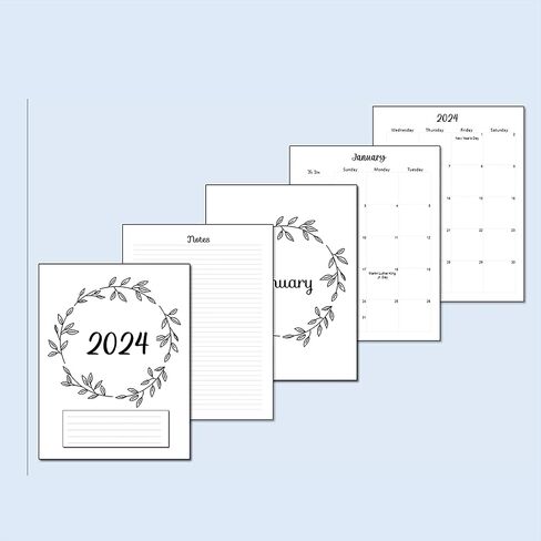 2024 Monthly Calendar Refills for 8 Disc Half Letter Planners Fits TUL Junior, Staples ARC Notebook Junior, Levenger Circa, NOTIQ Half-Letter 8-Disc (M4 and M5), Marta Stewart (Flora) in Saudi Arabia