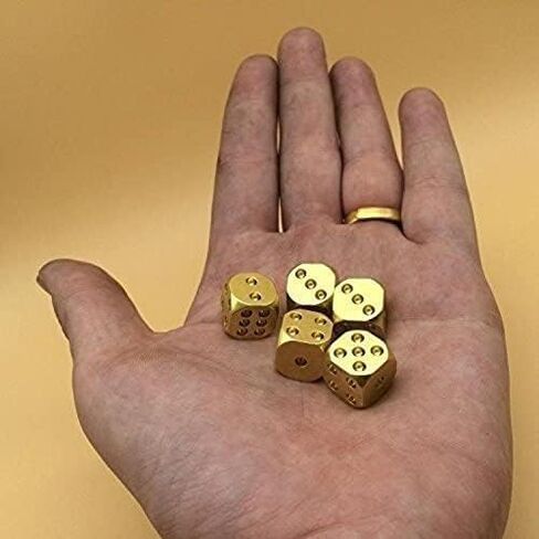Classic Brass Dices Solid Polished Cube Spot Dice Casino Dice Portable Copper Tables Board Game Dice (1 PCS) in Saudi Arabia