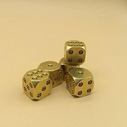 Classic Brass Dices Solid Polished Cube Spot Dice Casino Dice Portable Copper Tables Board Game Dice (1 PCS) in Saudi Arabia