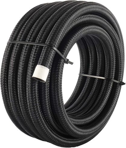 YaeMarine 20FT AN6 خط خرطوم وقود زيت النايلون المضفر المقاوم للصدأ، أسود in Kuwait