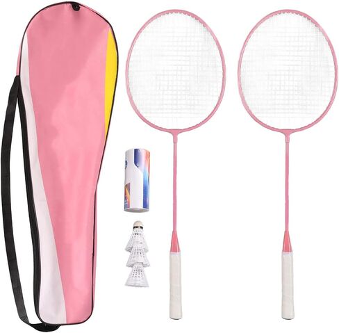 Badminton Rackets Set of 2, 2 Player Badminton Racquets Set with 2 Rackets, 3 Nylon Shuttlecocks, Storage Bag, for Beginners Outdoor Backyard Games, Lightweight, Pink in Saudi Arabia