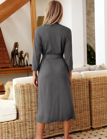 Ekouaer Women Robe Long Knit Bathrobe Lightweight Soft Knit Sleepwear Casual Loungewear with Attached belt in Saudi Arabia