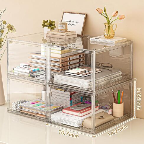 2 Packs Plastic Stackable Storage Drawers, Clear Desktop Drawer Organizers, 2 Drawer Storage Organizer, Make up Organizer with Drawers, Arcylic Drawers Organizer for Office Supplies, School, Home in Saudi Arabia