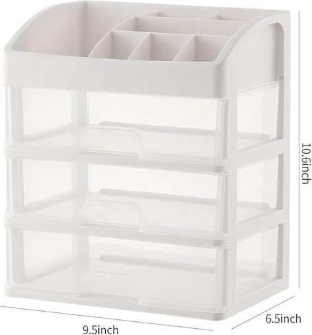 2 Packs Plastic Stackable Storage Drawers, Clear Desktop Drawer Organizers, 2 Drawer Storage Organizer, Make up Organizer with Drawers, Arcylic Drawers Organizer for Office Supplies, School, Home in Kuwait