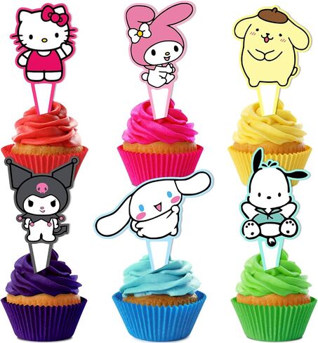 Kitty Birthday Party Supplies, 24PCS Cupcake Toppers Decorations for Kawaii Party Supplies Decor in Saudi Arabia