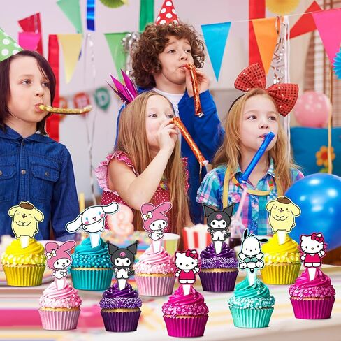 Kitty Birthday Party Supplies, 24PCS Cupcake Toppers Decorations for Kawaii Party Supplies Decor in Saudi Arabia