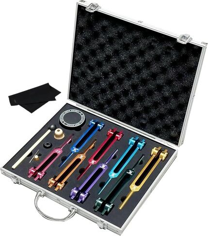 مجموعة شوكة ضبط الشاكرا، شوكة ضبط مرجحة مكونة من 8 ألوان، 7 شقرا وشوكة ضبط للأغراض الروحية لشفاء الحمض النووي، والعلاج الصوتي، واليوجا، والتأمل in Kuwait